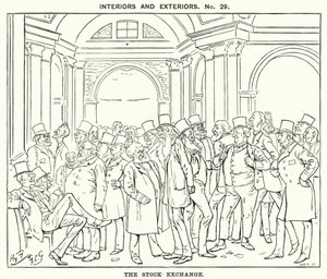 打孔卡通：证券交易所（雕刻） 作者 哈里·弗尼斯（Harry Furniss）