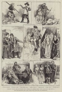 来自南肯辛顿克伦威尔故居的沃尔特斯科特爵士小说的Tableaux Vivants
