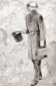 非商业旅行者。 哈里·弗尼斯 (Harry Furniss) 为查尔斯·狄更斯 (Charles Dickens) 的《圣诞书籍》中的短篇小说《非商业旅行者》绘制的插图，出版于 1910 年的见证版。 作者 哈里·弗尼斯（Harry Furniss）