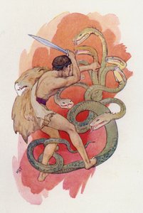 赫拉克勒斯与七头蛇（彩色石版画） 作者 哈里·乔治·西克