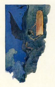 仙人从敞开的窗户溜进来（彩色石版画） 作者 哈里·乔治·西克