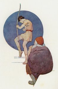 尤利西斯看着贵族们一个接一个地尝试弯下大弓（彩色石版画） 作者 哈里·乔治·西克
