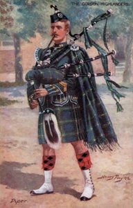 The Gordon Highlanders, Piper (colour litho)