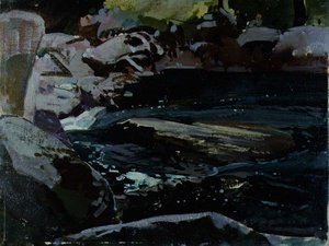 流动的河流（布板油画） 作者 哈里·沃森