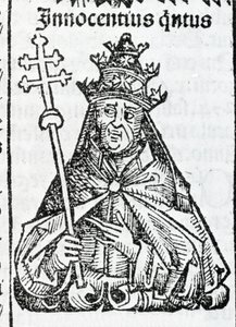 Portrait of the Pope of Innocent IV (1195 - 1254) in Liber chronicarum by Hartmann Schedel Nuremberg 1497