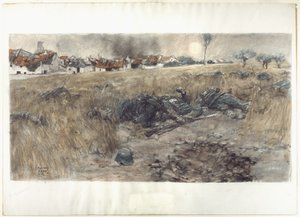 丰收的月亮》，约 1918 年（纸面炭笔、水彩、粉彩）