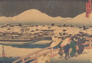 大和茶馆的夜景......，19世纪中期。 作者 长谷川贞信