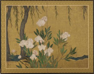 牡丹和柳树 作者 长谷川东宁