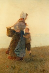 女人和孩子（水彩）