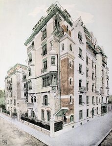 &39;Castel-Beranger&39;，来自Hector Guimard（1867-1942）的书中的插图