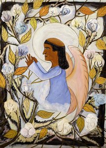 祈祷中的天使圣方济各； Ange St. Francis en Priere，c.1947-48（砖石油画） 作者 赫克托利特