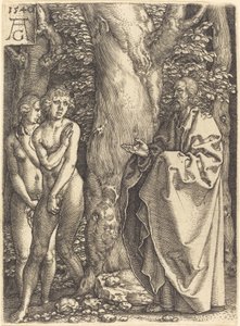亚当和夏娃隐藏自己，1540年。 作者 海因里希·阿尔德勒弗（Heinrich Aldegrever）