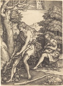 工作中的亚当和夏娃 作者 海因里希·阿尔德勒弗（Heinrich Aldegrever）