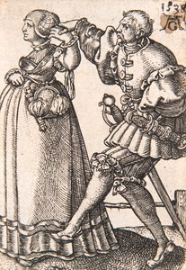 来自《小婚礼舞者》系列，1538年。 作者 海因里希·阿尔德勒弗（Heinrich Aldegrever）
