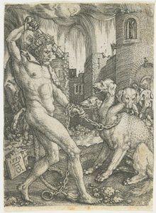 赫拉克勒斯链条塞伯鲁斯，1550年 作者 海因里希·阿尔德勒弗（Heinrich Aldegrever）