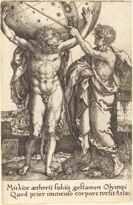 海格力斯和阿特拉斯，1550年。 作者 海因里希·阿尔德勒弗（Heinrich Aldegrever）