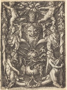 带面具的装饰品，1550年。 作者 海因里希·阿尔德勒弗（Heinrich Aldegrever）