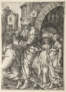 罗得的故事：罗得及其家人逃离所多玛，1555年。 作者 海因里希·阿尔德勒弗（Heinrich Aldegrever）