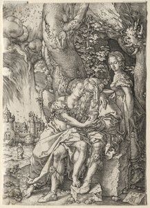地段的故事：地段和他的女儿们，1555年。 作者 海因里希·阿尔德勒弗（Heinrich Aldegrever）