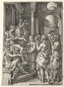 苏珊娜的故事：苏珊娜被指控犯有通奸罪，1555年。 作者 海因里希·阿尔德勒弗（Heinrich Aldegrever）