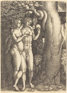 蛇的诱惑》，1540年。 作者 海因里希·阿尔德勒弗（Heinrich Aldegrever）