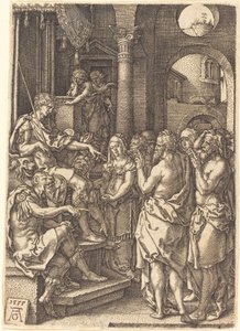 法官面前的两位长老，1555年。 作者 海因里希·阿尔德勒弗（Heinrich Aldegrever）