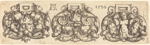 三个并排的腰带扣，1536年。 作者 海因里希·阿尔德勒弗（Heinrich Aldegrever）