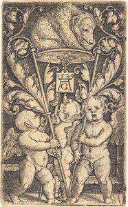 三只丘比特和一只熊，1529年。 作者 海因里希·阿尔德勒弗（Heinrich Aldegrever）