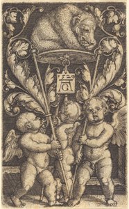 三只丘比特和一只熊，1529年。 作者 海因里希·阿尔德勒弗（Heinrich Aldegrever）
