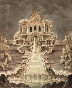 八角形照明草图（纸上铅笔、钢笔和水彩画） 作者 海因里希·克里斯托夫·朱索