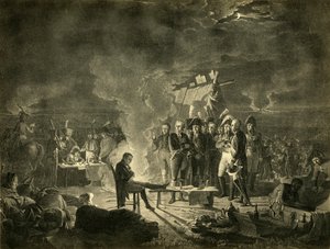 1809年7月5日至6日夜间，拿破仑在瓦格拉姆战场上的宿营地，1921年。 作者 海因里希·古腾堡