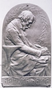 Heinrich Heine（1797-1856）（青铜）肖像奖章（bw照片）