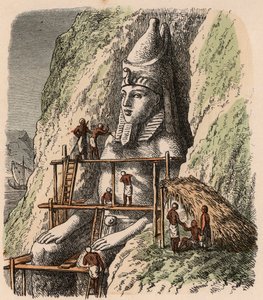 古埃及：雕刻阿布辛拜勒神庙的雕像，1866年 作者 海因里希·勒特曼