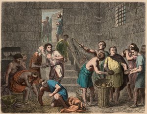 古罗马：1866年晚上向奴隶分发食物