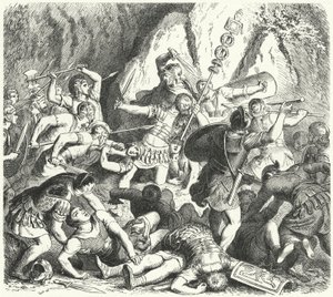 公元前477年克雷梅拉战役中罗马法比亚家族的倒台（雕刻）。 作者 海因里希·勒特曼
