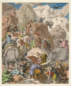 Hannibal穿越阿尔卑斯山，酒吧。 1866年（手工彩色雕刻）