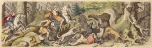 古希腊的狩猎熊（彩绘版画 作者 海因里希·勒特曼