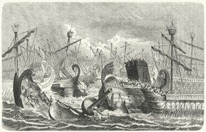 公元前 241 年，罗马舰队在埃加特战役中战胜迦太基人（雕刻） 作者 海因里希·勒特曼