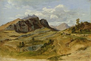 在Civitella景观，1822年（纸板上的油纸）