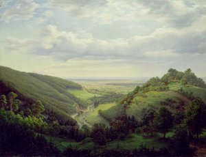 从Heilenberg城堡的看法在莱茵河的Jugenheim，1846年