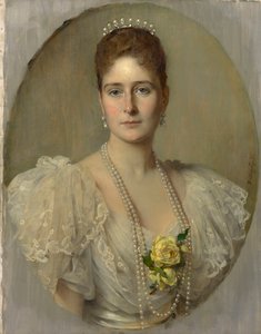 俄国皇后亚历山大·费奥多罗夫娜（Alexandra Fyodorovna）女皇的肖像，1872-1918年，沙皇尼古拉斯二世的妻子，1897年。 作者 海因里希·冯·安吉利