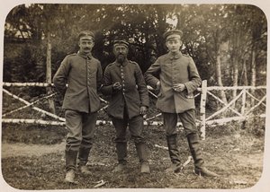 第一次世界大战：1914-1916 年德国军队入侵期间的“乌克兰”。 一群士兵（黑白照片）