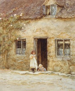 At the Cottage Door (watercolour with scratching out) 作者 海伦阿灵厄姆