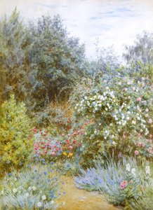 格特鲁德-杰基尔花园中的玫瑰，萨里郡芒斯特德伍德（水彩画） 作者 海伦阿灵厄姆