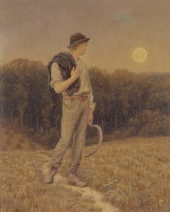 收获月亮，&39;圆润的光彩夺目&39;，1879年（纸上的水粉和水粉）（另见283763） 作者 海伦阿灵厄姆