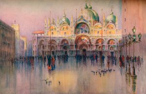 晚霞，威尼斯圣马可教堂。1914 作者 海伦·唐纳德·史密斯