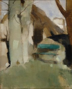 墙上的影子二号绿色长椅，1928年。 作者 海伦·谢尔夫贝克