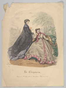 两个女人在户外，第720号，来自La Elegancia Barcelona，19世纪。 作者 埃洛伊·卢瓦尔