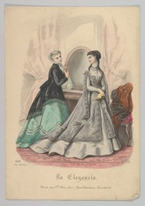 两个女人和一面镜子，第868号，来自La Elegancia San Sebastian，19世纪。 作者 埃洛伊·卢瓦尔