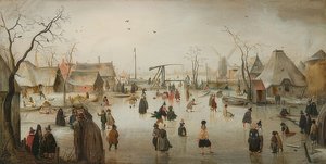 在城市中滑冰。约于1610年
